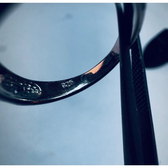 925 Sterling Silver Enamel Band Ring Blue Greek Key Design Size 7.75 - Picture 11 of 11